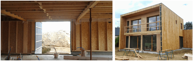 maison ossature bois en construction