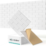 Soundsbay Lot de 12 panneaux acoustiques autocollants pour isolation phonique murale haute densité type brique pour traitement acoustique et décoration murale 30 x 30 x 0,9 cm (blanc)