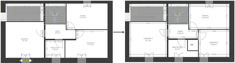 plan maison rénovation etage